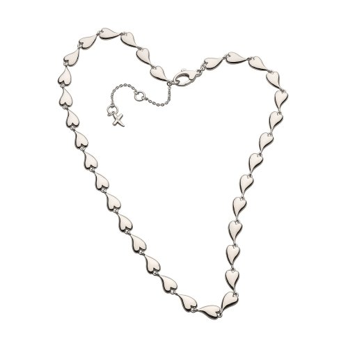 Kit Heath - Desire Kiss, Sterling Silver - Rhodium Plated - Kiss Links Hearts Necklace, Size 17 90LK028