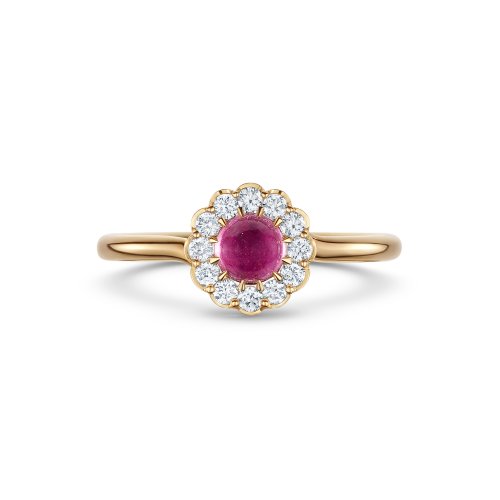 Andrew Geoghegan - Cannel Cabachon, Ruby and Diamond - 18ct Twist Cocktail Ring, Size 4.5mm AG6418