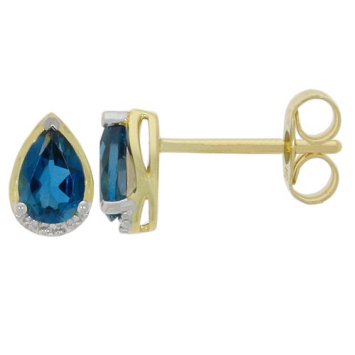 Guest and Philips - Topaz Set, Yellow Gold - White Gold - 9ct BT 2st D 1pt 2st Earrings 09EASG86256
