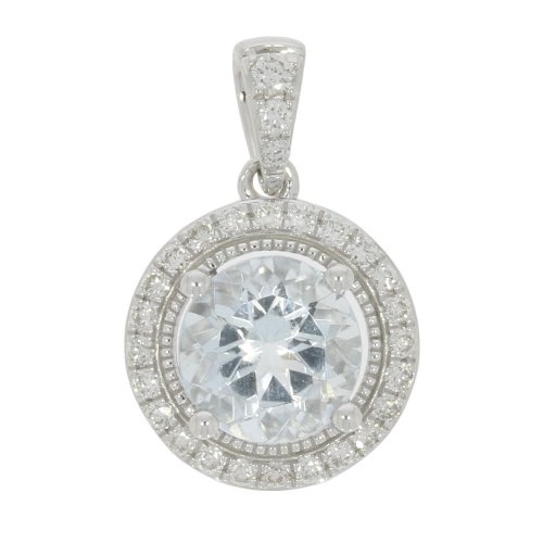 Guest and Philips - 9ct, Aquamarine and Diamond 20pt Set, White Gold - Pendant 86469