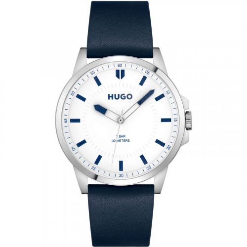 Hugo - #First, Stainless Steel - Leather - Quartz Watch, Size 43cm ...