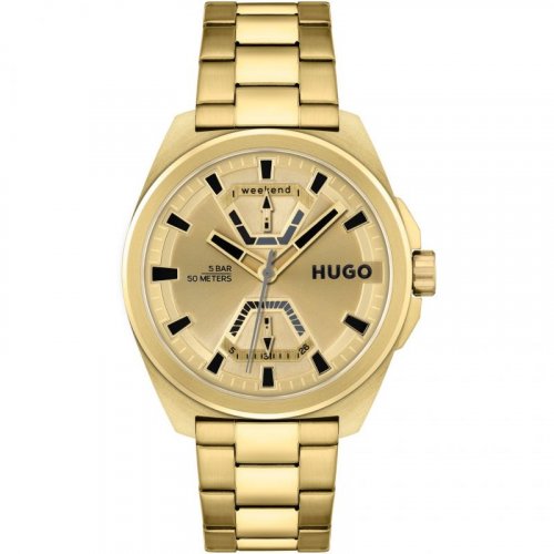 HUGO - Expose, Stainless Steel - Yellow Gold Plated - Quartz Watch, Size 44mm 1530243