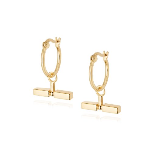Daisy - Yellow Gold Plated Stacked T-Bar Hoop Earrings EB8010-GP