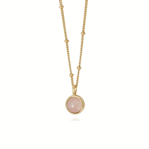 Daisy - Healing Stone, Rose Quartz Set, Yellow Gold Plated - Bobble Necklace HN1005-GP HN1005-GP
