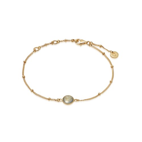 Daisy - Healing Stone, Labrodorite Set, Yellow Gold Plated - Bobble Bracelet HBR1007-GP