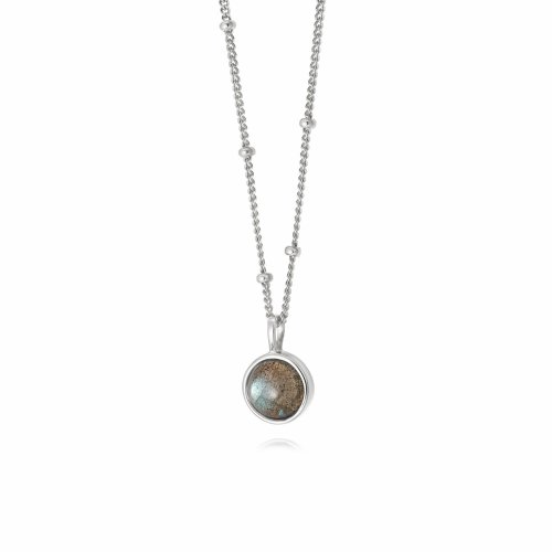Daisy - Healing Stone, Labrodorite Set, Sterling Silver - Bobble Necklace HN1007-SLV
