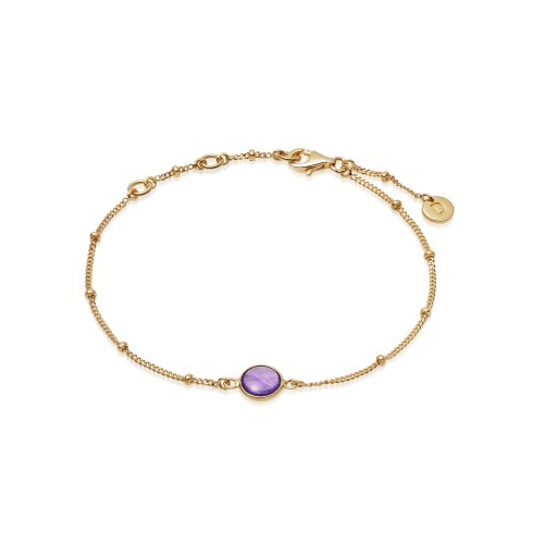 Daisy - Healing Stone, Amethyst Set, Yellow Gold Plated - Bobble Bracelet HBR1002-GP