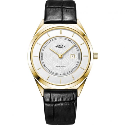 Rotary - SPECIAL EDITION CHAMPAGNE COLLECTION, Yellow Gold Plated - Leather - Art Deco Quartz Watch, Size 36mm GS08007-02