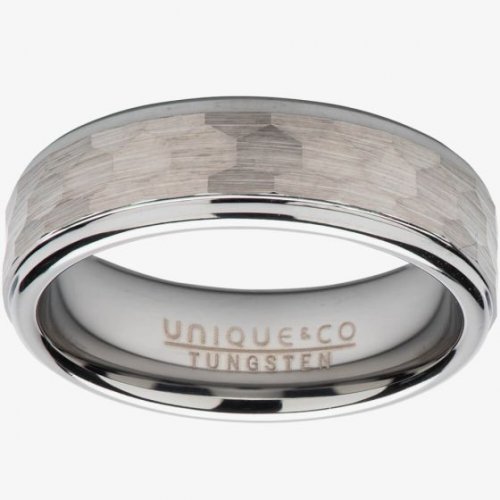 Unique - Tungsten - HAMMERED RING, Size 66 7MM TUR-114-66