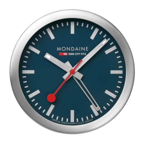 Mondaine - Aluminium - Quartz Mini Clock, Size 12.5cm A997MCAL46SBV