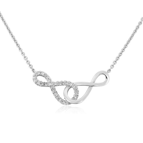 Guest and Philips - 0.08ct Diamond Set, White Gold - - 9ct Infinity Necklace, Size 22cm - 2V82WD