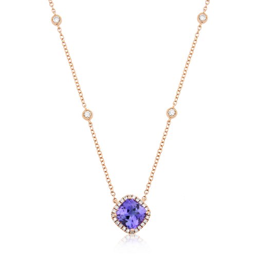 Mark Milton - Tanzanite Diamond 0.17 Set, Rose Gold - 9ct Pendant - 2X40RDTZ