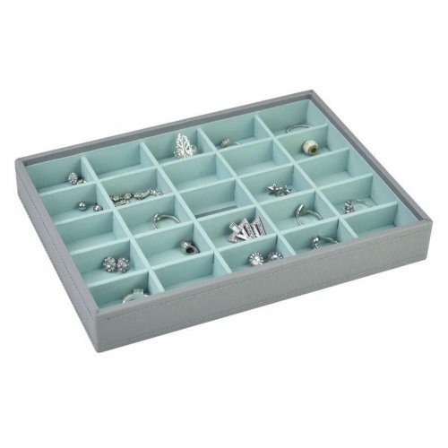 Stackers - Dove Grey Classic, Mint Lined, 25 Section Stacker Jewellery Box 73548