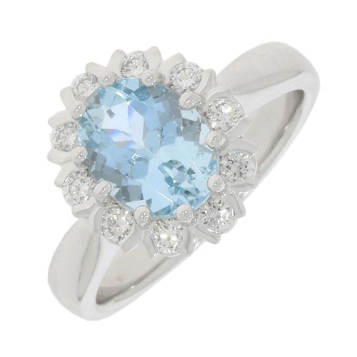 Guest and Philips - Platinum Aquamarine and Diamond Set Oval Ring - PLRIDG86879