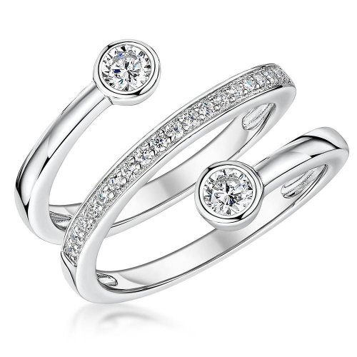 Jools - CZ Set, Sterling Silver - Ring, Size P - PSR5311-56-P