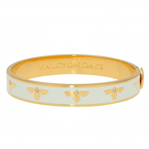 Halcyon Days - Bee Trellis, Enamel Hinged Bangle HBBEE0510G HBBEE0510G