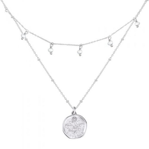 Dower and Hall - Sixpence, Pearl Set, Sterling Silver - Layered Necklace - SIXP3-S-18