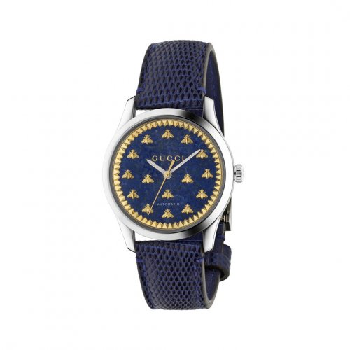 Gucci - G- Timeless, Lapis Set, Stainless Steel - Leather Bee Design Watch - YA1264122