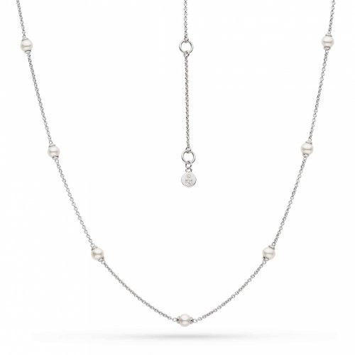 Kit Heath - Pearl Set, Rhodium Plated - Revival Pearl Round Pearl Station Necklace 90430FP