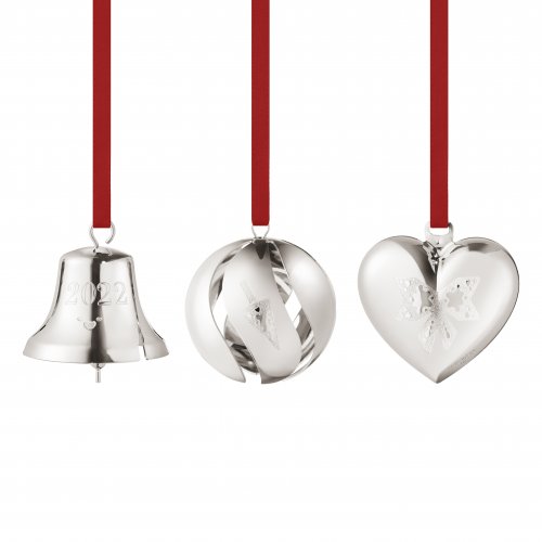 Georg Jensen - Ball, Bell Heart, Palladium Plated Christmas Dec 10020125