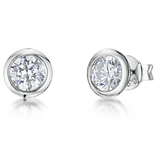 Jools - Cubic Zirconia Set, Sterling Silver - Round Stud Earrings - KPE1426