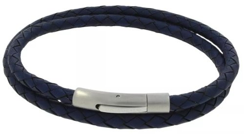Unique - Leather - Stainless Steel - Double Wrap Bracelet, Size 21cm B511NV-21CM