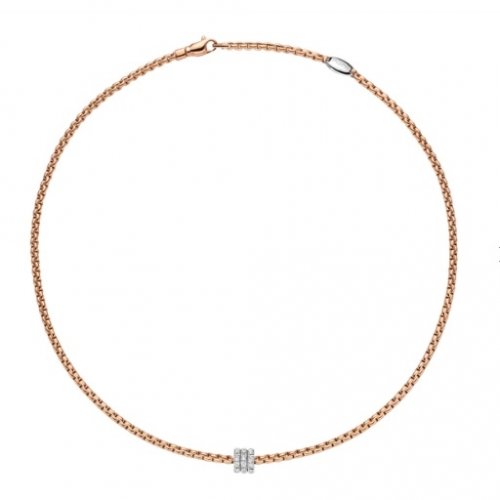 Fope - D 0.33ct Set, Rose Gold - White Gold - 18ct Rope Necklace, Size 50cm 739CPAVE-RW