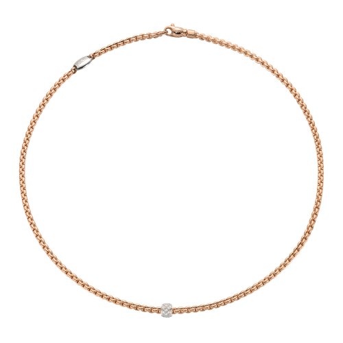 Fope - D 0.19ct Set, Rose Gold - White Gold - 18ct Rope Necklace, Size 45cm 730CPAVE-RW