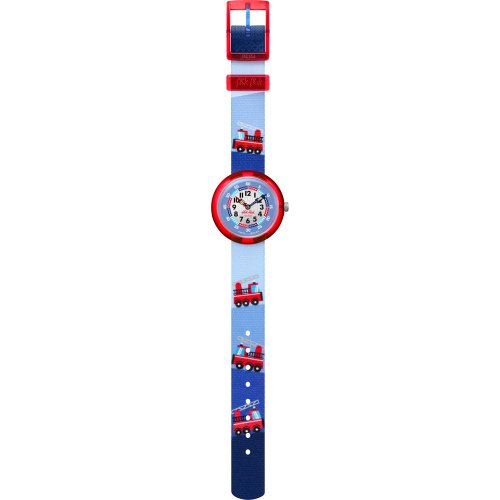 Swatch - FLIK FLAK CITY OF LIFE, Plastic/Silicone - Fabric - Firetruck Quartz Watch, Size 31.85mm FBNP160