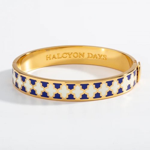 Halcyon Days - Agma, Yellow Gold Plated - Enamel - Hinged Bangle, Size 1cm HBAGA100510G