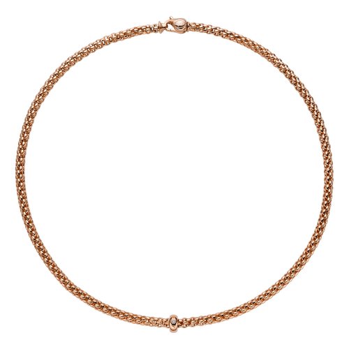 Fope - Solo, D 0.01ct Set, Rose Gold - Necklace, Size 45cm 62306C-BBR-R