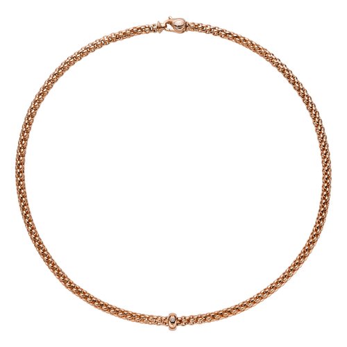 Fope - Solo, D 0.01ct Set, Rose Gold - Necklace, Size 45cm 62306C-BBR-R