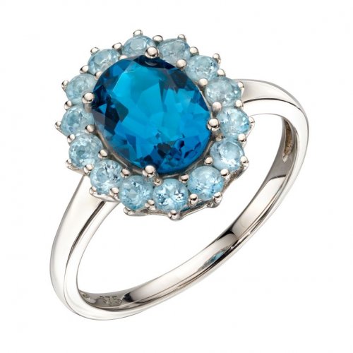 Gecko - 9ct, London Sky Blue Topaz Set, White Gold - RING GR577T