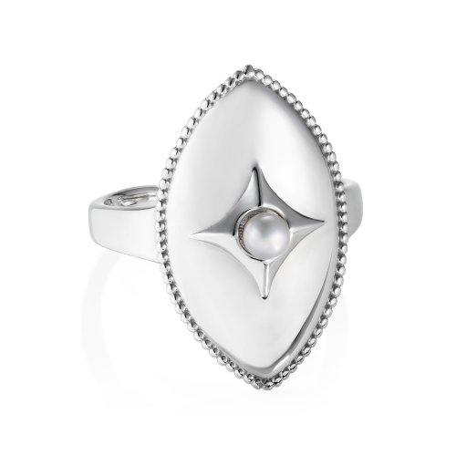 Claudia Bradby - Northern Star, Pearl Set, Sterling Silver - Compass Ring - CBRI0020