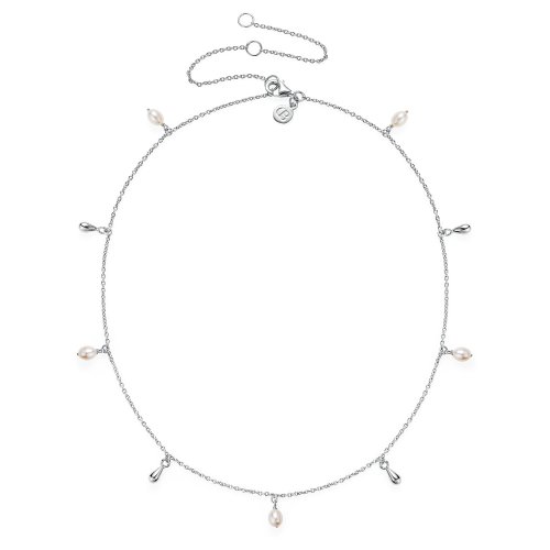Claudia Bradby - Lagertha, Pearl Set, Sterling Silver - Drop Choker Necklace - CBNL0247