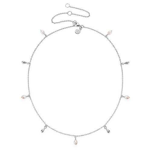 Claudia Bradby - Lagertha, Pearl Set, Sterling Silver - Drop Choker Necklace - CBNL0247