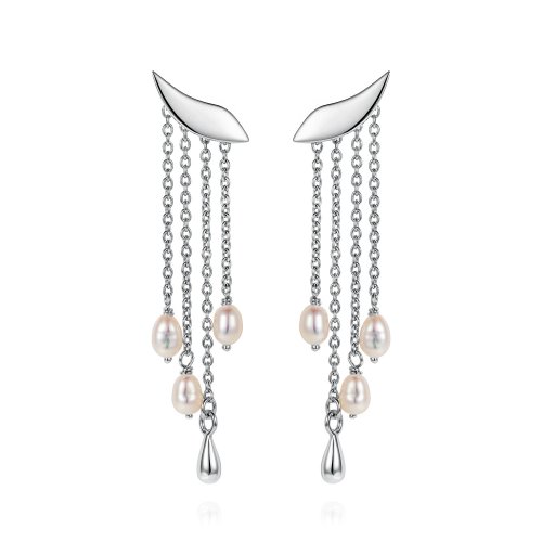 Claudia Bradby - Lagertha, Pearl Set, Sterling Silver - Cascade Wing Earrings - CBES0103