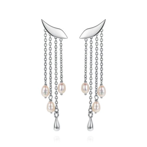 Claudia Bradby - Lagertha, Pearl Set, Sterling Silver - Cascade Wing Earrings - CBES0103