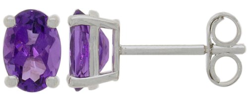 Guest and Philips - 9ct, Amethyst Set, White Gold - STUD EARRINGS 09EASH83873