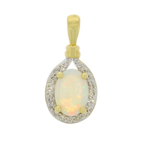 Guest and Philips - Diamond Set, White Gold - 9ct 7pt 19st Dia & 1st Opal Oval Pendant, Size 7x5 09CIDG85924