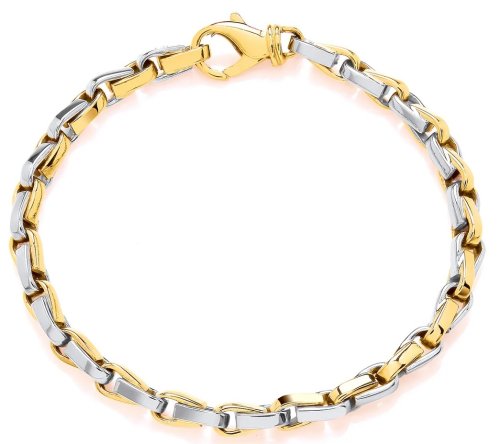 Guest and Philips - Yellow Gold - White Gold - 9ct Polish Solid Bracelet, Size 21cm GB1904