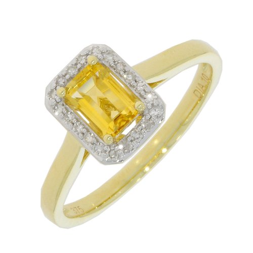 Guest and Philips - Diamond Set, Yellow Gold - White Gold - 9ct 10pt 20st Citrine Ring, Size 6x4mm 09RIDG87566