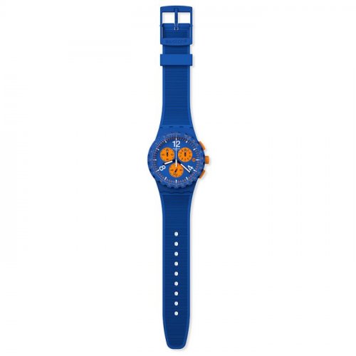 Swatch - Primarily Blue, Plastic/Silicone - Chrono Quartz Watch, Size 42mm SUSN419