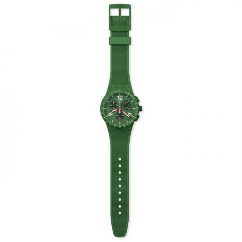 Swatch - Primarily Green, Plastic/Silicone - Chrono Quartz Watch, Size 42mm SUSG407