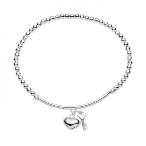 Gecko - Sterling Silver HEART AND KEY BRACELET B5515