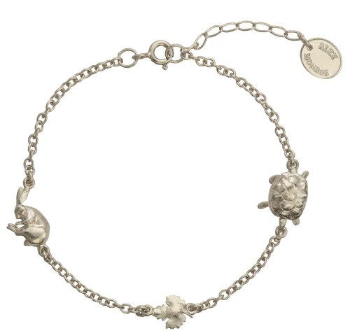 Alex Monroe - TORTOISE AND THE HARE IN LINE, Sterling Silver BRACELET FABB2-S
