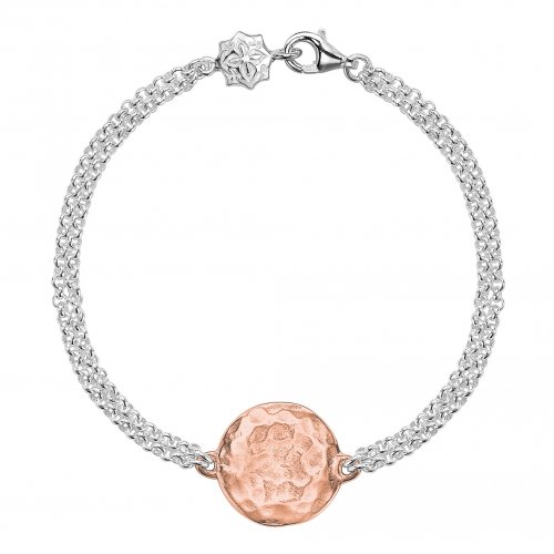 Dower and Hall - Sterling Silver Engravable Rose Gold Vermeil Disc Bracelet - EGB21-S-VR