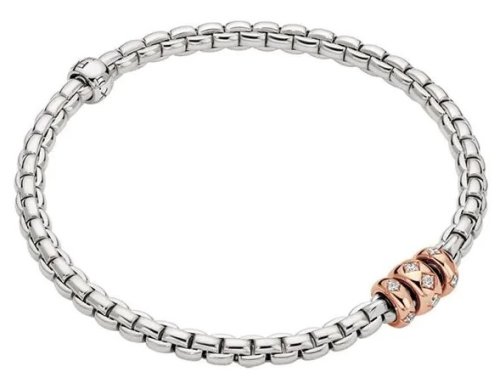 Fope - EKA, Diamond Set, White Gold - D 0.18ct Bracelet, Size M 73101B3_PB_B_RRR_00M