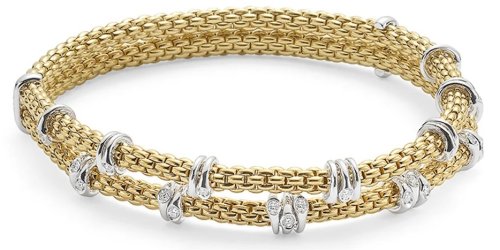 Fope - PRIMA, Diamond Set, White Gold - Yellow Gold - D 0.37ct 18ct Bracelet, Size M 74908BX_BB_2_XBX_00M