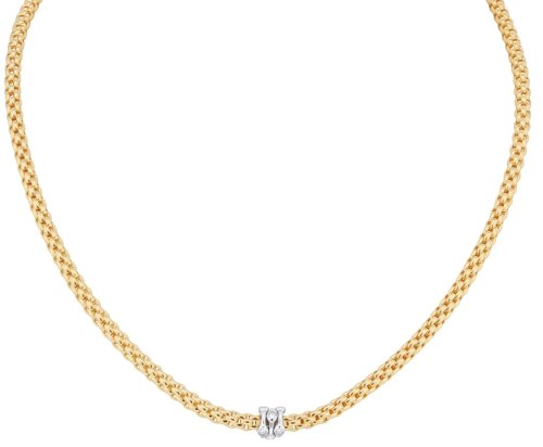 Fope - PRIMA, Diamond Set, Yellow Gold - D 0.12ct 18ct Rope Necklace, Size 50cm 74308CX_BB_G_BBB_050